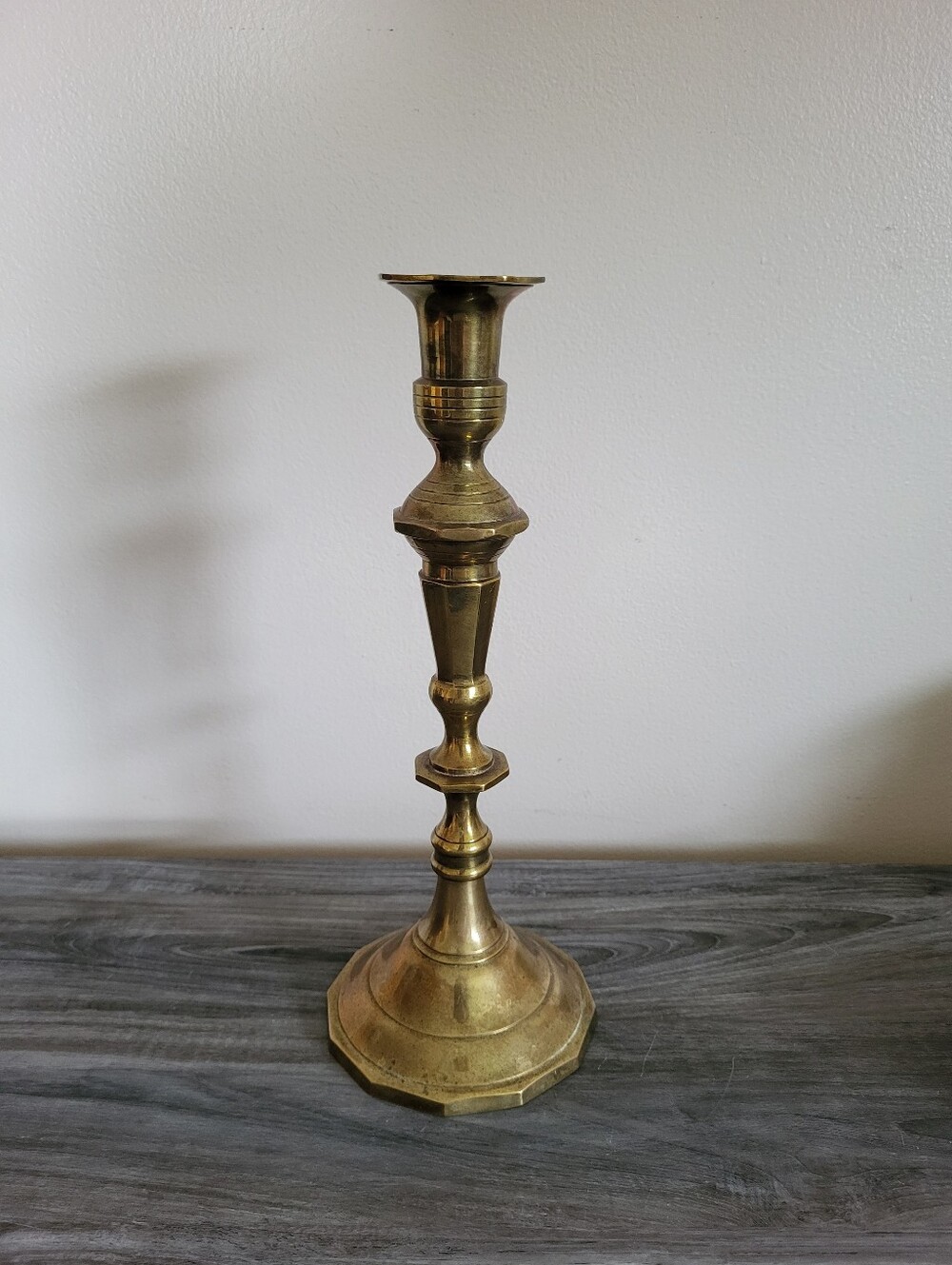 Vintage Solid Brass Candlestick Holder Handmade In India 12 Inch